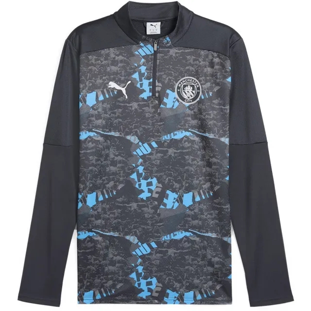 Manchester City PUMA Prematch 1/4 Zip Top - Grey