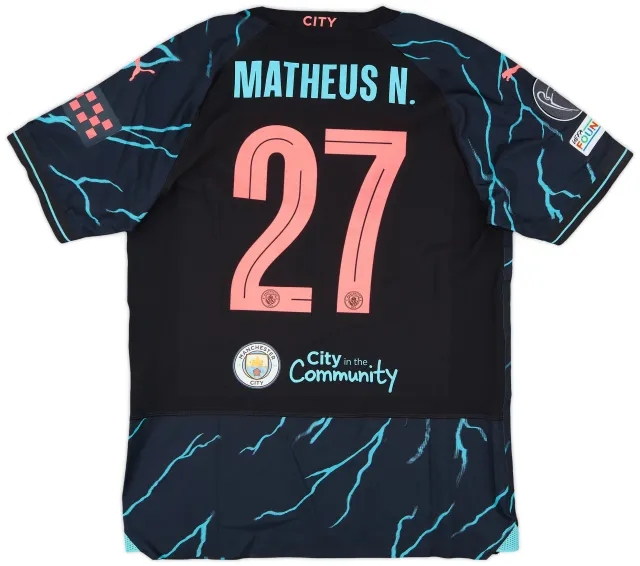 Puma 2023-24 Manchester City Match Issue Champions League Third Shirt Matheus N. #27