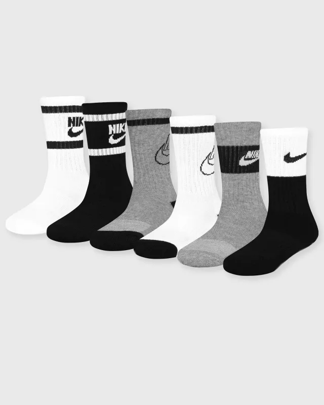 Nike Kids Crew 6 Pack Unisex Socks - White