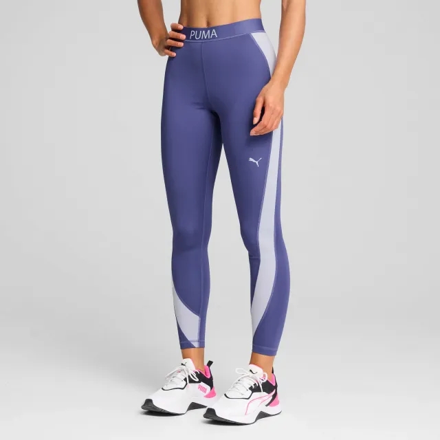 PUMA Strong High-Waisted 7/8 Colour Block Tights Women, Blue Crystal
