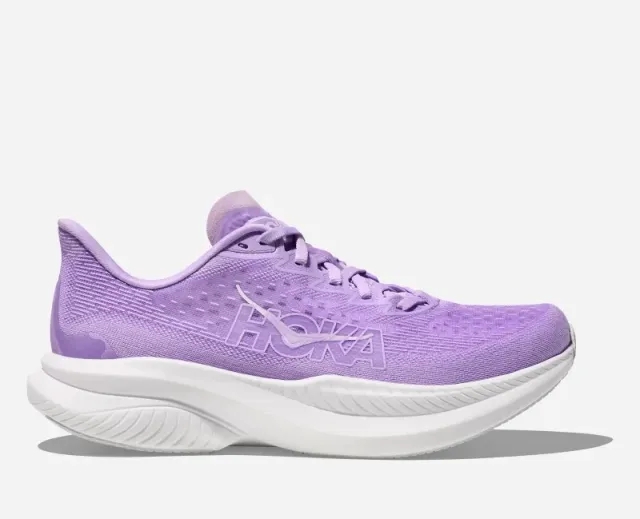 Hoka One One HOKA Women's Mach 6 Road Running Shoes - Aster Flower/White - UK 8 - Purple