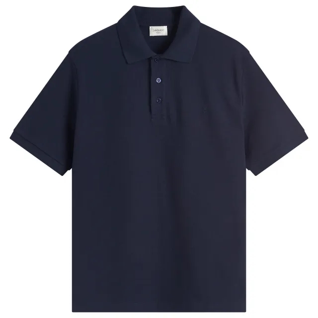 Saint Laurent Men's Cotton Pique Polo Shirt Marine