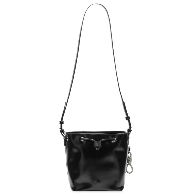 F/CE. Women's Tech Leather Drawstring Shoulder Bag Black