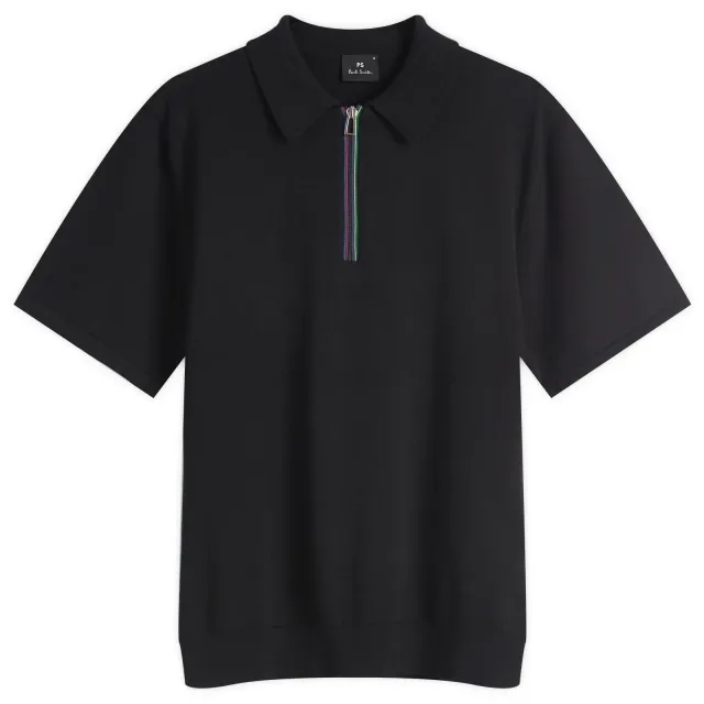 Paul Smith Men's Stripe Zip Polo Shirt Black