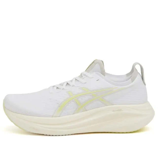 Asics Gel-Nimbus 27 Running Trainers In White And Huddle Yellow
