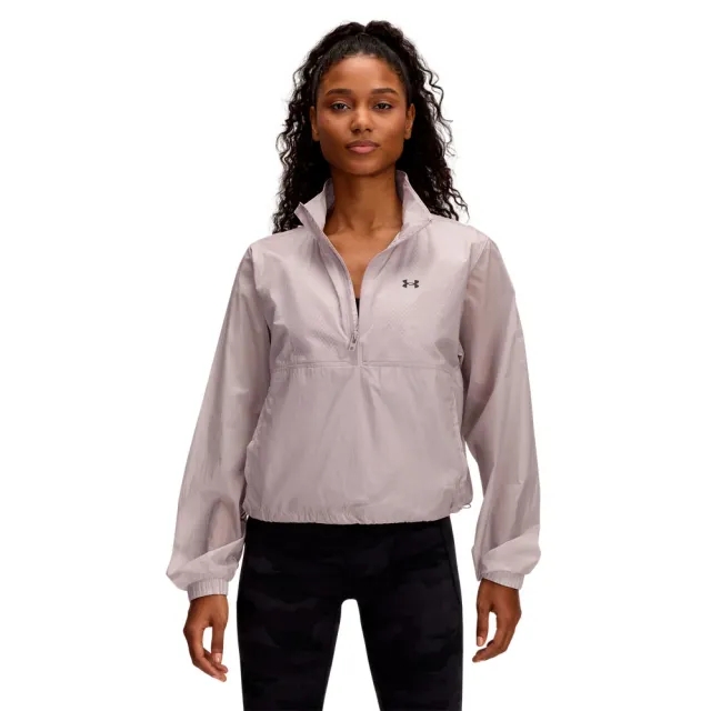 Women's  Under Armour  Rival Woven ½ Zip Anorak Gray Dawn / Black XXL