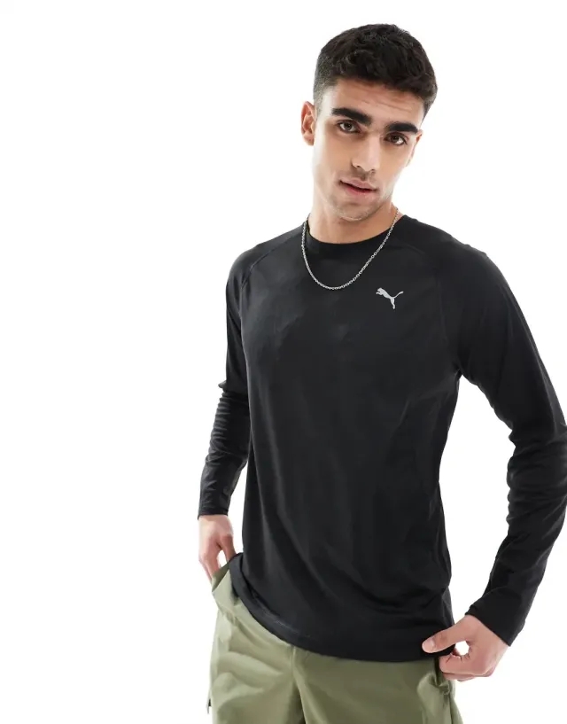 Puma Velocity Long Sleeve Running Top In Puma Black
