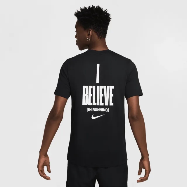 Nike Men's Running T-Shirt - Black - Cotton/Polyester