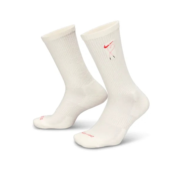 Nike Everyday Plus Dri-Fit Cushioned Crew Socks 1-Pack Sail/ Pink Foam/ University Red Xl