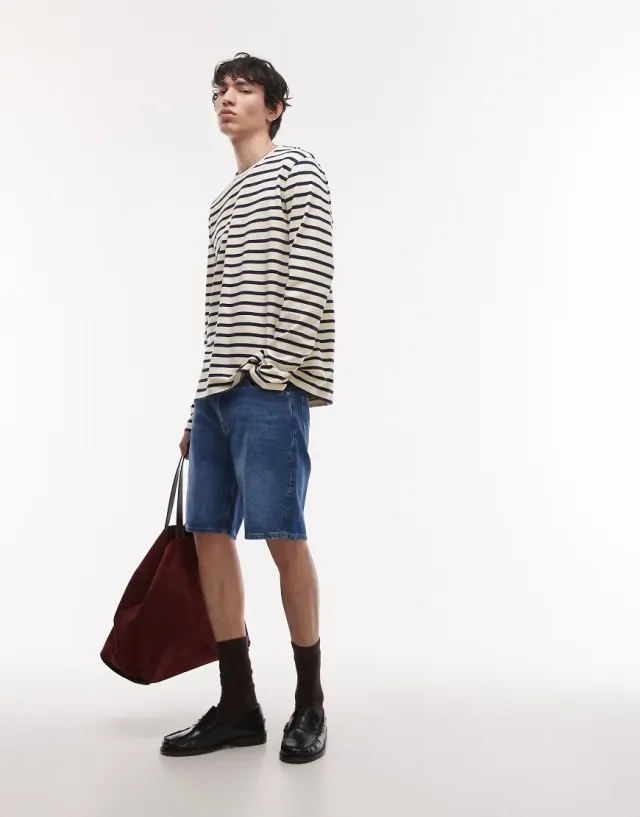 Lacoste Straight Fit Denim Bermuda Shorts - Blue