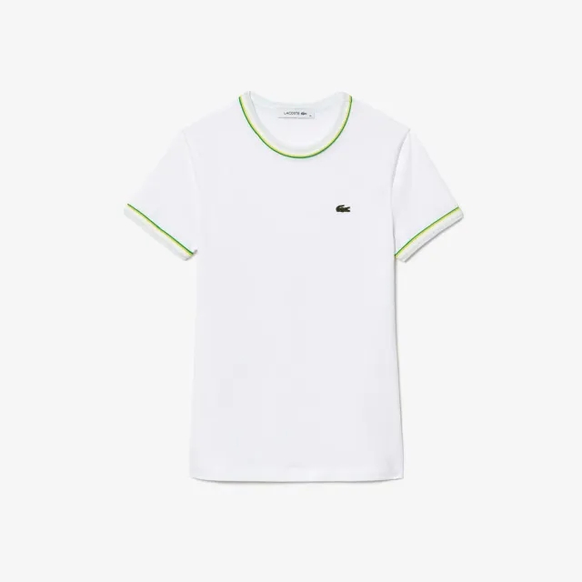 Lacoste Contrast Accent Jersey T-shirt - White / Yellow / Green