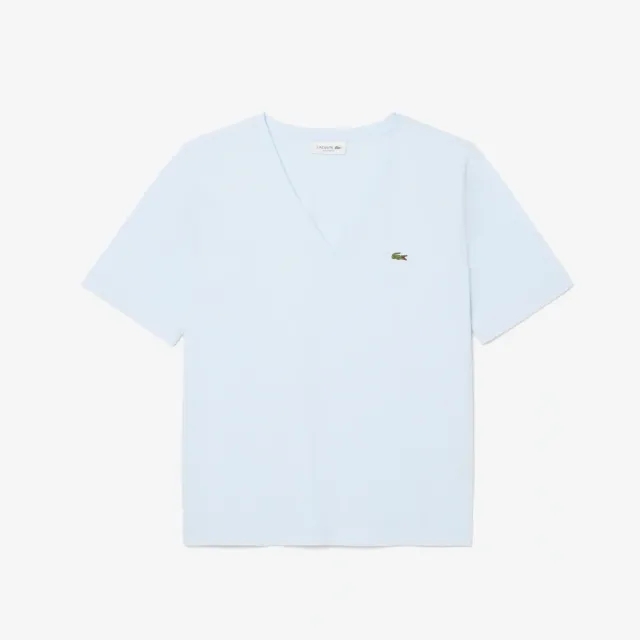 Lacoste Relaxed Fit Soft Cotton V Neck T-shirt - Light Blue