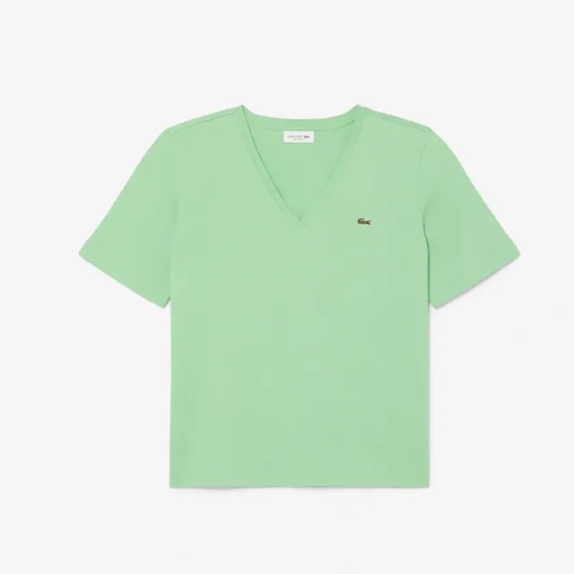 Lacoste Relaxed Fit Soft Cotton V Neck T-shirt - Liamone Green