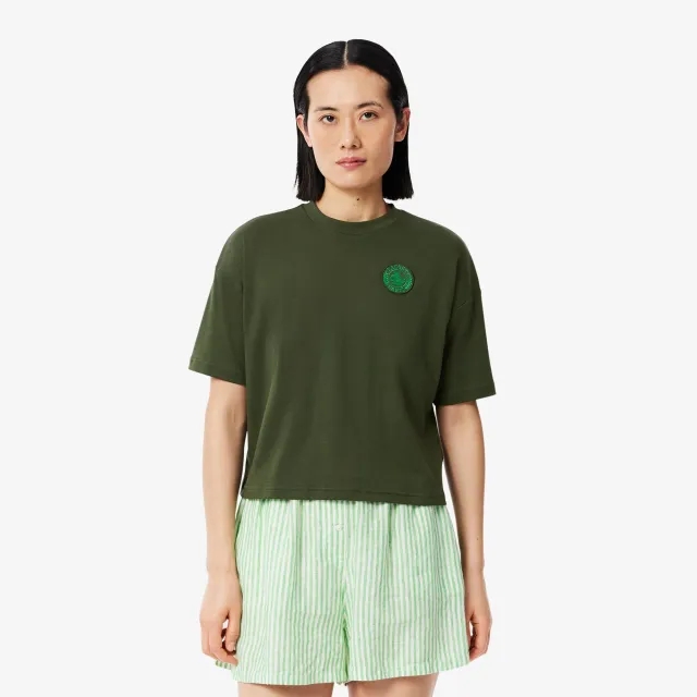 Lacoste Paris Badge Accent Jersey T-shirt - Bottle Green