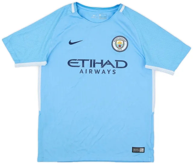 Nike 2017-18 Manchester City Home Shirt - 5/10 - (L.Boys)