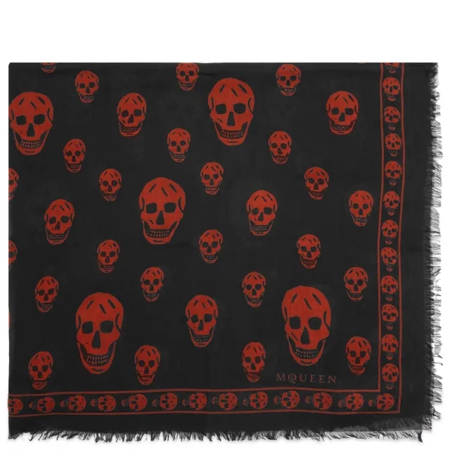 Alexander McQueen Men's Skull Logo Scarf Black/Amber