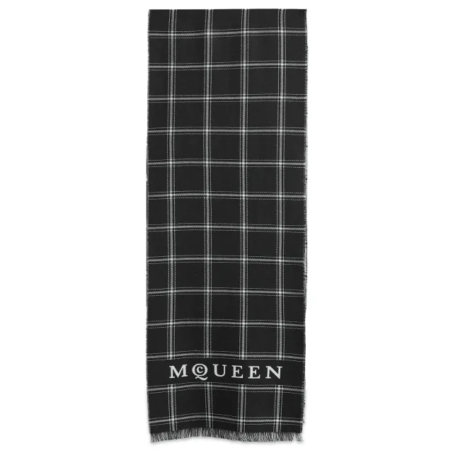 Alexander McQueen Men's Check Scarf Black/Ivory