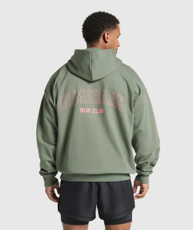 Gymshark Running Graphic Hoodie - Unit Green