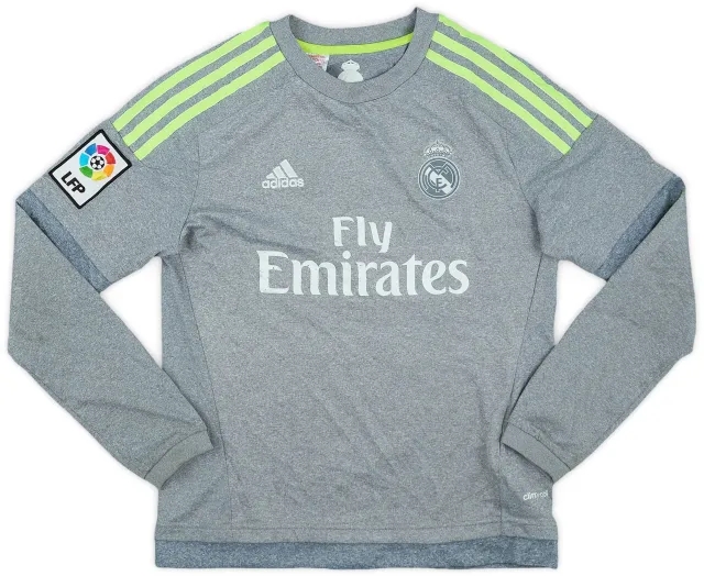 adidas 2015-16 Real Madrid Away L/S Shirt - 6/10 - (M.Boys)