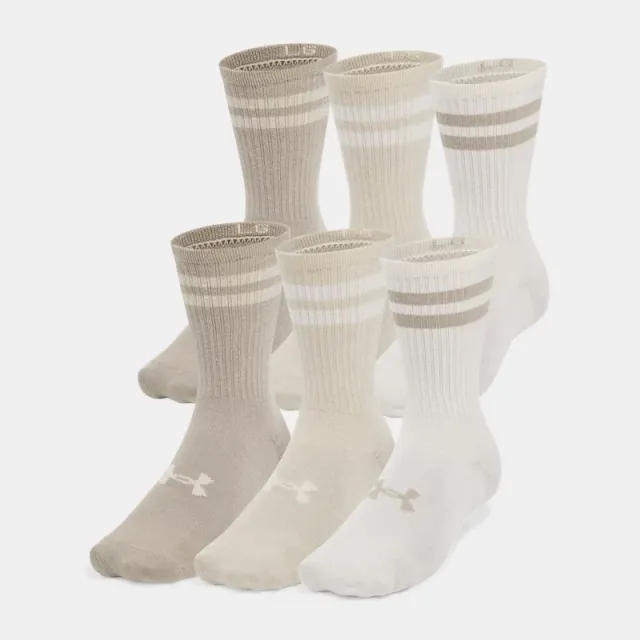 Unisex  Under Armour  Essential 6-Pack Crew Socks Stone / Stone / Timberwolf Taupe XL