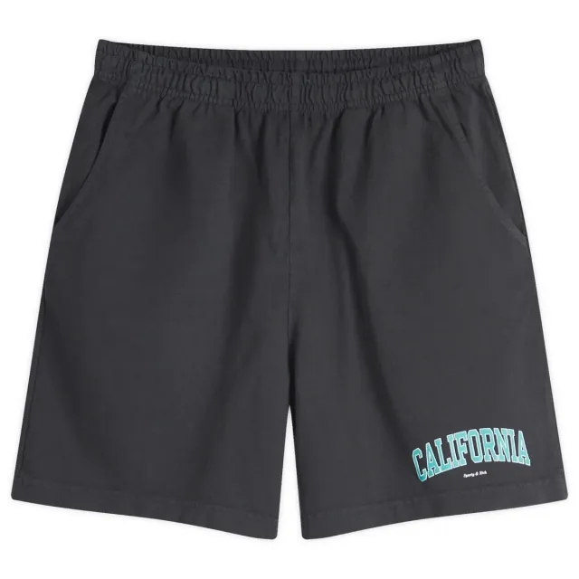 Sporty & Rich Women's California Gym Shorts Faded Black Spring Green/White