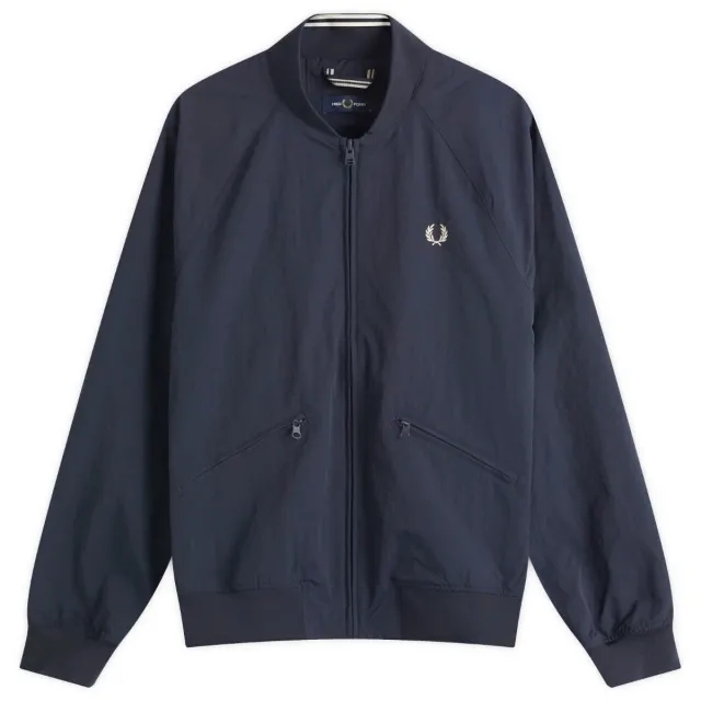 Fred Perry Men's Textured Tennis Bomber Jacket Navy