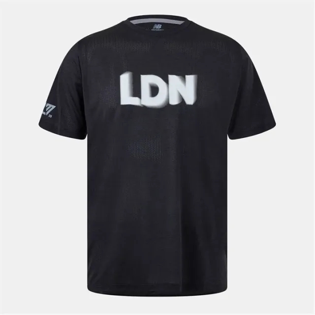 New Balance Men's London Edition Athletics T-Shirt in Black Poly Knit