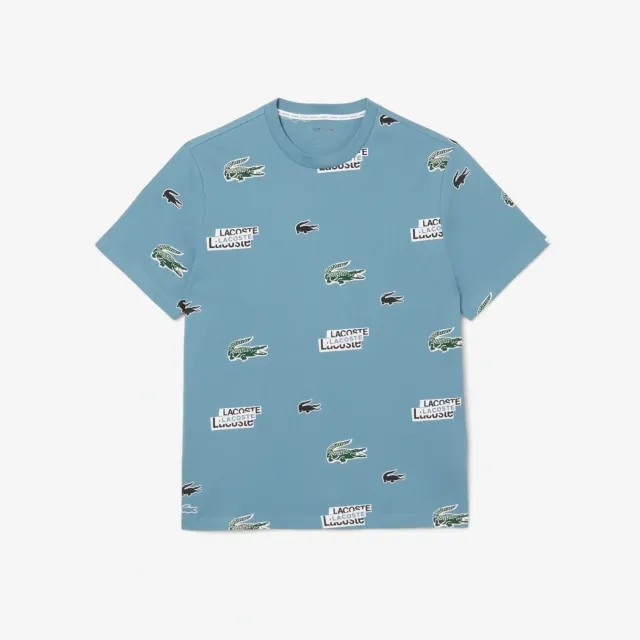 Lacoste Print Cotton Loungewear T-Shirt - Blue