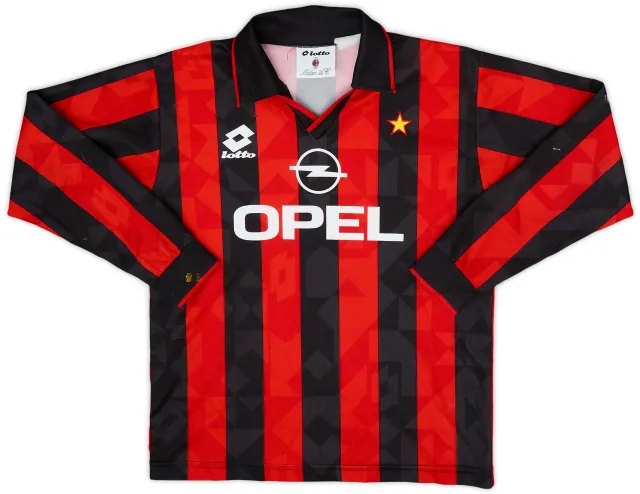 Lotto 1994-95 AC Milan Home L/S Shirt - 5/10 - (M.Boys)