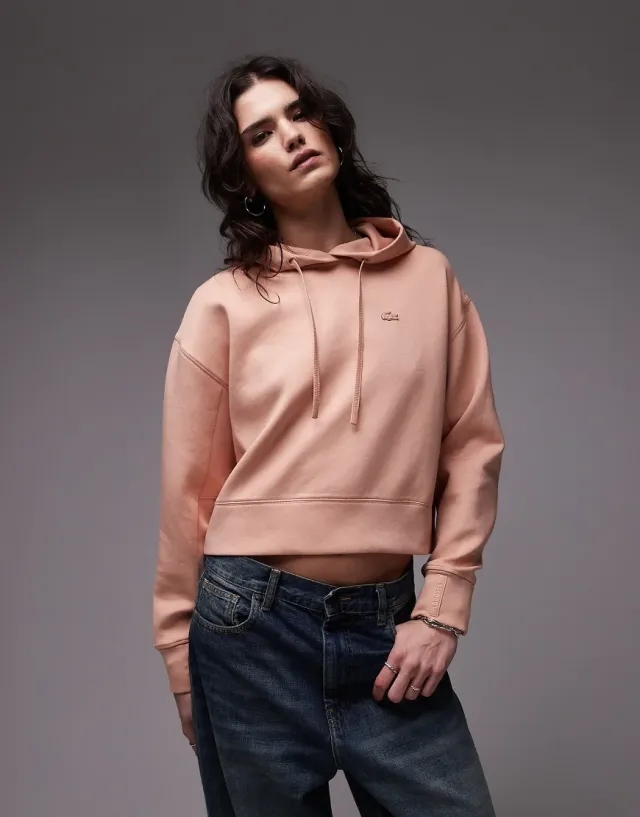 Lacoste Short Cut Cotton Hoodie - Pinkish Beige