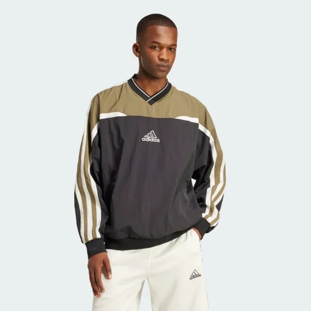 Adidas Men's Cutline Pullover Crew Sweat Black/Olive Strata