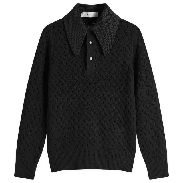 TOGA ARCHIVES TOGA Lace Knit Polo Shirt Black