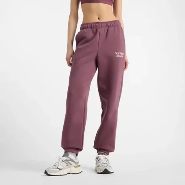 New Balance Women's Linear Fleece Jogger in Purple Cotton