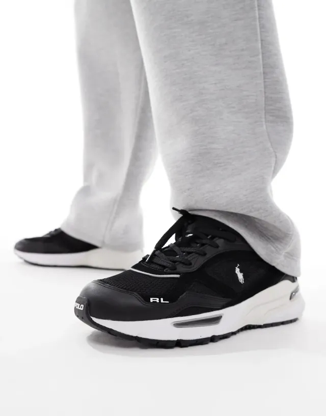 Polo Ralph Lauren Trackstr 275 Trainer In Black And White