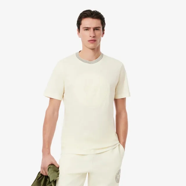 Lacoste Embroidered Cotton Jersey T-shirt - White