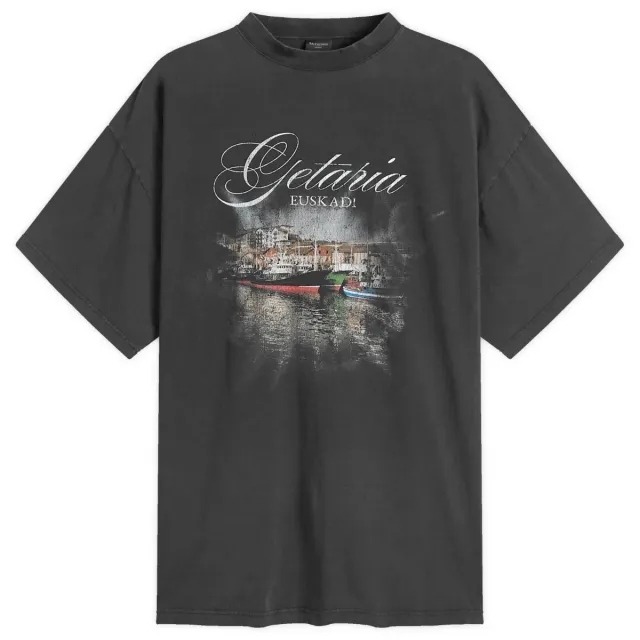 Balenciaga Men's Getaria Tubular Oversized T-Shirt Faded Washed Black