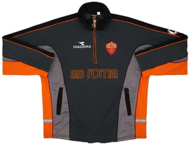1998-99 Roma Diadora 1/4 Zip Sweat Top - 7/10 - (M)