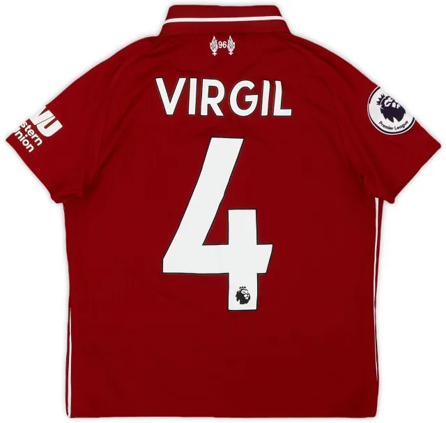 NewBalance 2018-19 Liverpool Home Shirt Virgil #4 - 6/10 - (S.Boys)