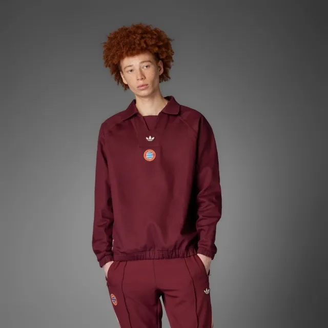 Adidas Originals Fc Bayern Terrace Icons Drill Top In Shadow Red