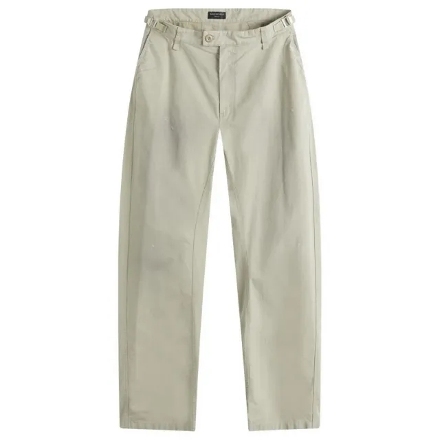 Balenciaga Men's Cotton Ripstop Minimal Cargo Pants Military Beige