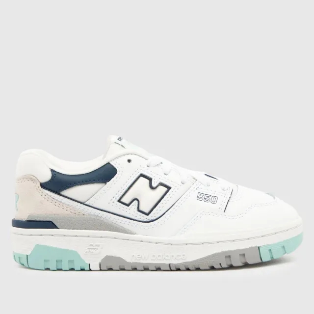 New Balance white & navy 550 Youth trainers
