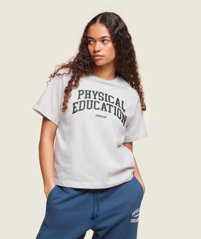 Gymshark Phys Ed T-Shirt - Light Grey Marl