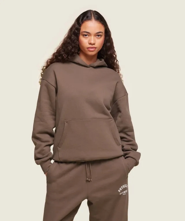 Gymshark Phys Ed Logo Hoodie - Penny Brown