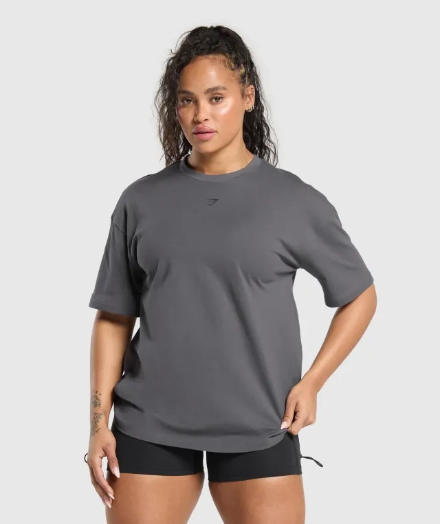 Gymshark Back Gains Graphic Oversized Tee - Graphite Grey