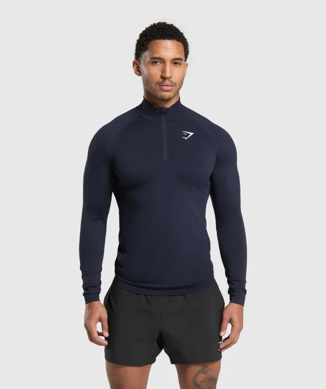 Gymshark Vital Seamless 1/4 Zip - Navy/Heavy Blue