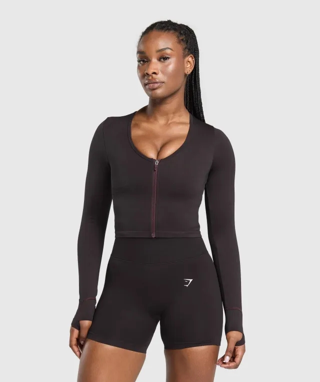 Gymshark Lift Seamless Zip Up Jacket - Depth Purple/Black Marl