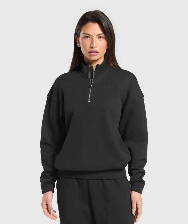 Gymshark Rest Day Sweats 2.0 1/4 Zip Pullover - Black