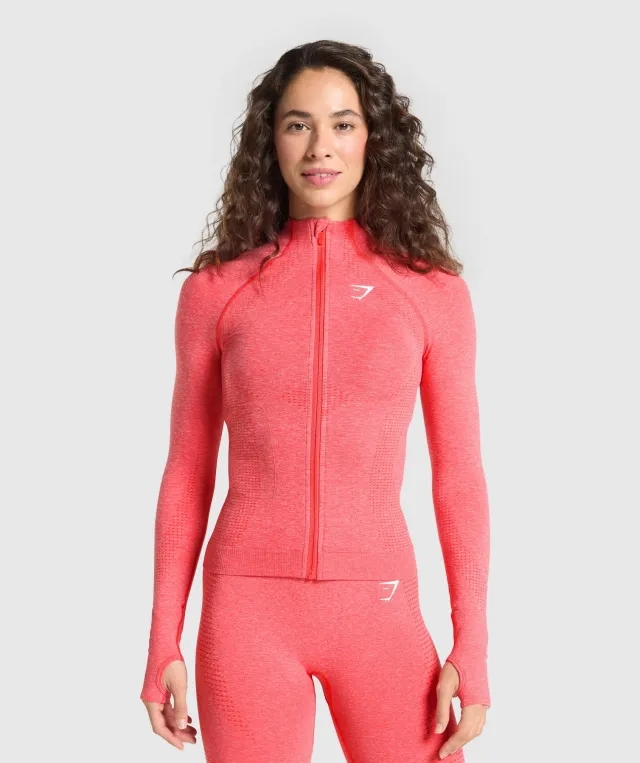 Gymshark Vital Seamless 2.0 Tight Tracktop - Coral Red/Marl