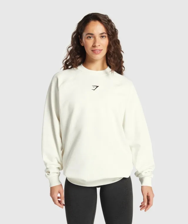 Gymshark Training Oversized Fleece Sweatshirt - Soft White