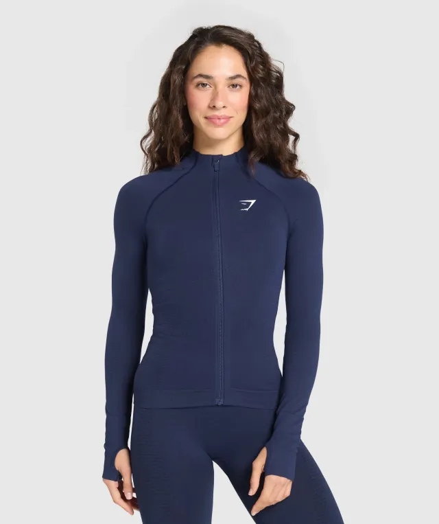 Gymshark Vital Seamless 2.0 Tight Tracktop - Heavy Blue/Marl